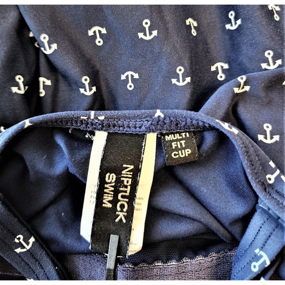 Nip Tuck Slimming Tummy Control Nautical Navy One Piece Swimsuit - Size 4 - Picture 11 of 15